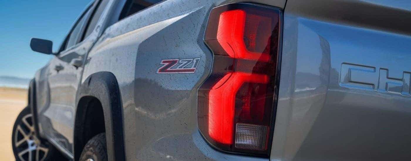 Close-up on the taillight of a grey 2024 Chevy Colorado Z71.