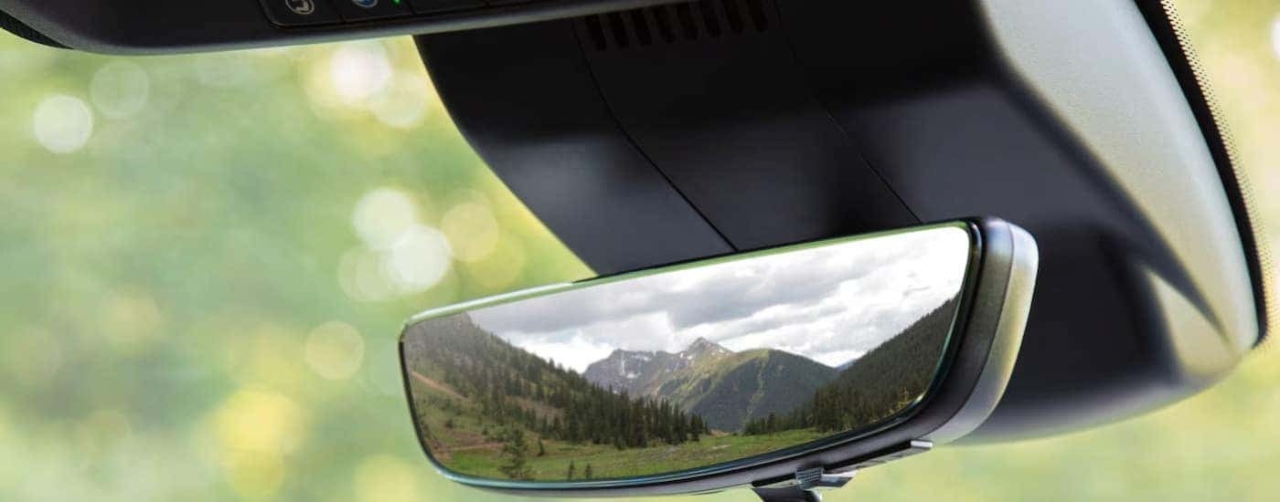 Rearview mirror of a 2026 Chevy Silverado 1500