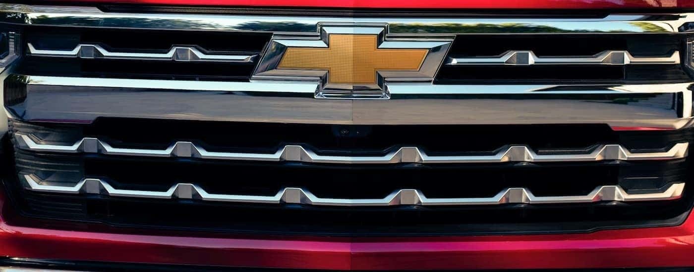 Grille on a red 2026 Chevy Silverado 1500