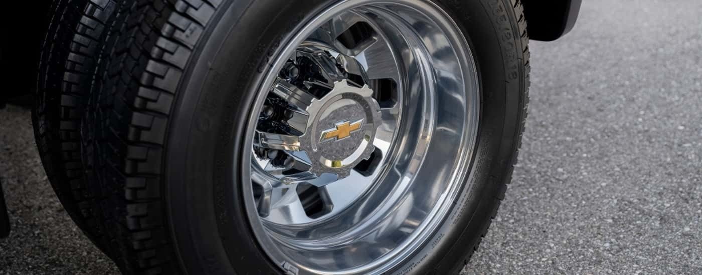 Chrome wheel on a 2026 Chevy Silverado 3500HD LTZ