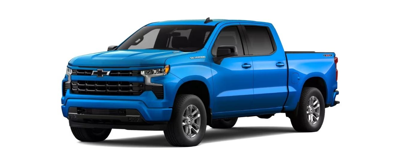 Blue 2026 Chevy Silverado 1500 RST angled left