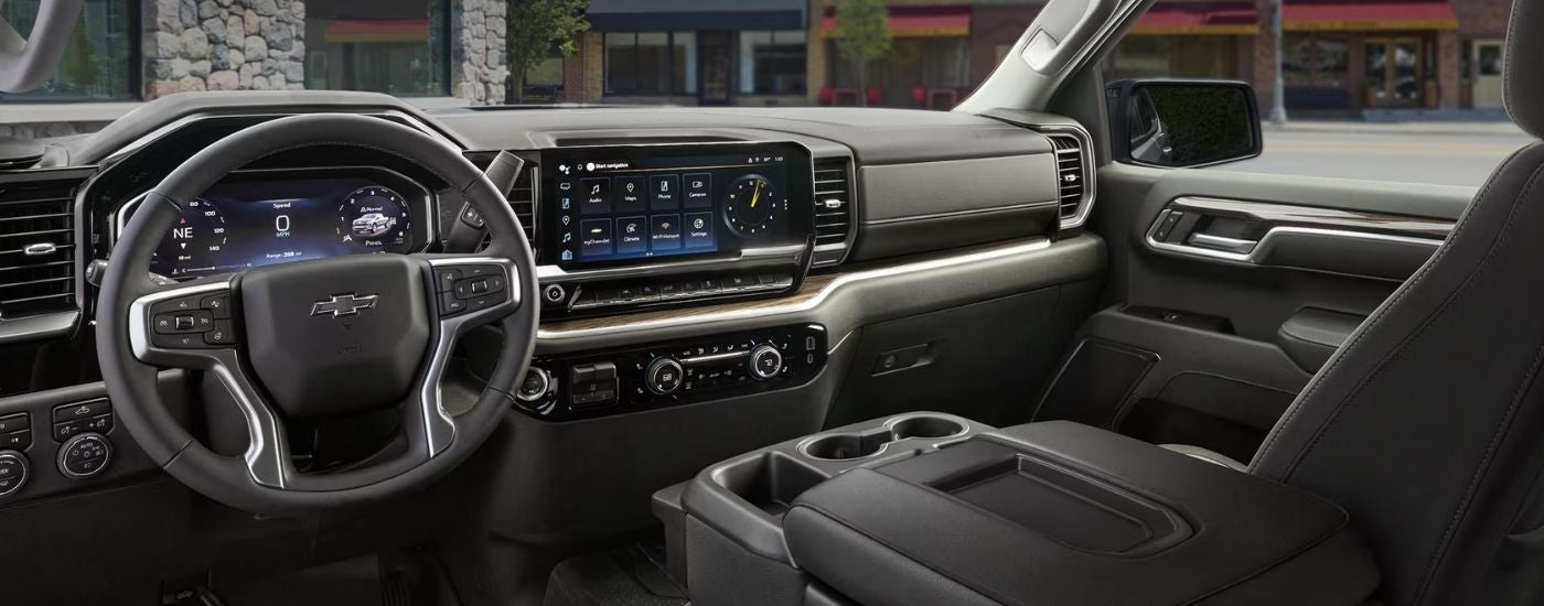 Center console and dashboard in a 2026 Chevy Silverado 1500 RST